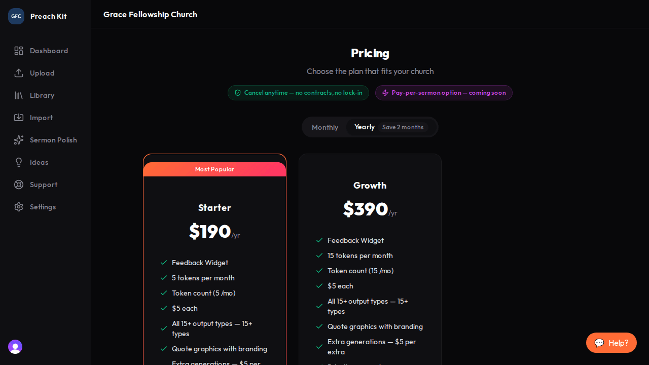 A pill toggle labeled Monthly and Yearly with a 'Save 2 months' badge on the Yearly option